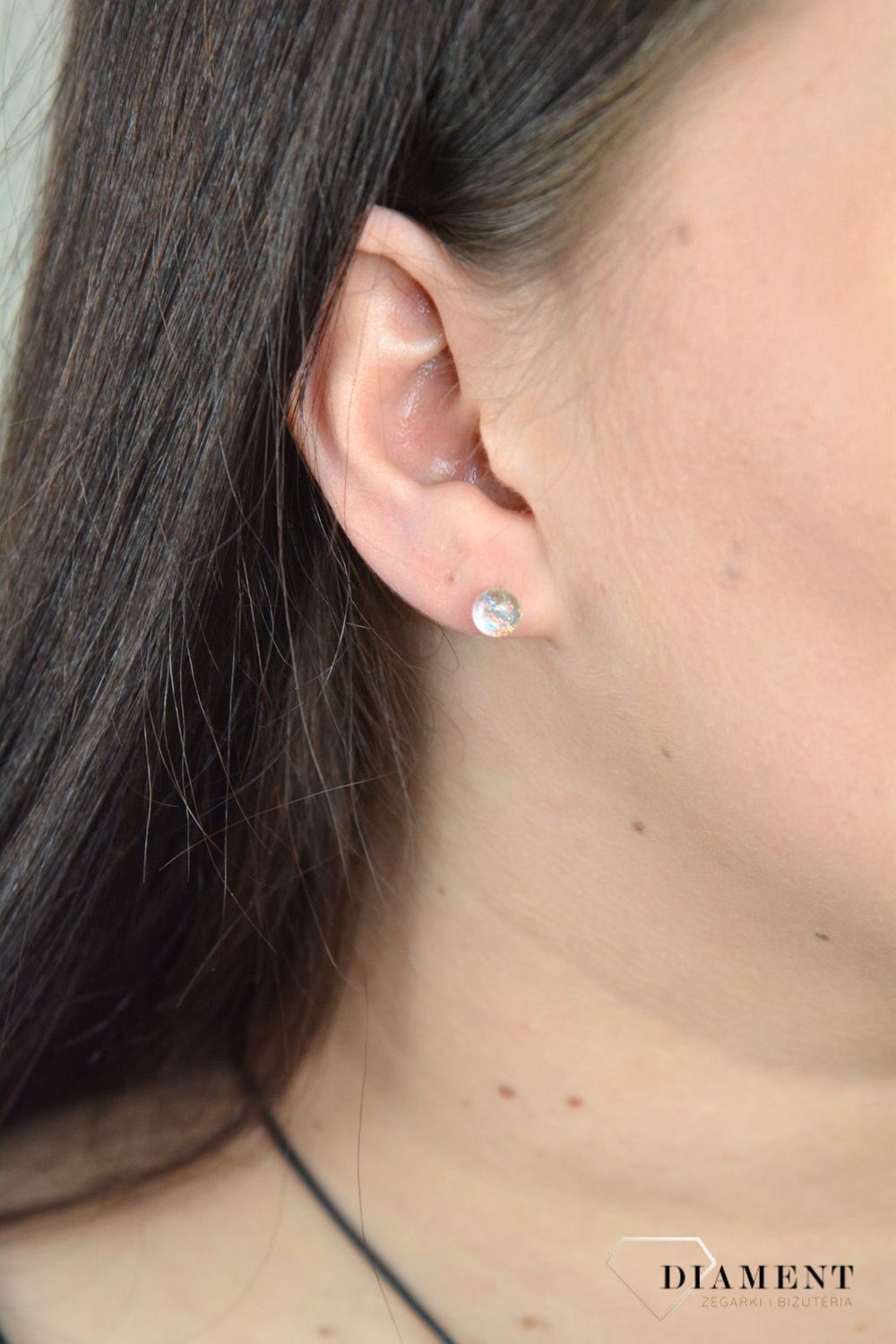 Srebrne kolczyki szkło weneckie mieniące się złoto niebieskimi drobinkami Murano 43.jpg